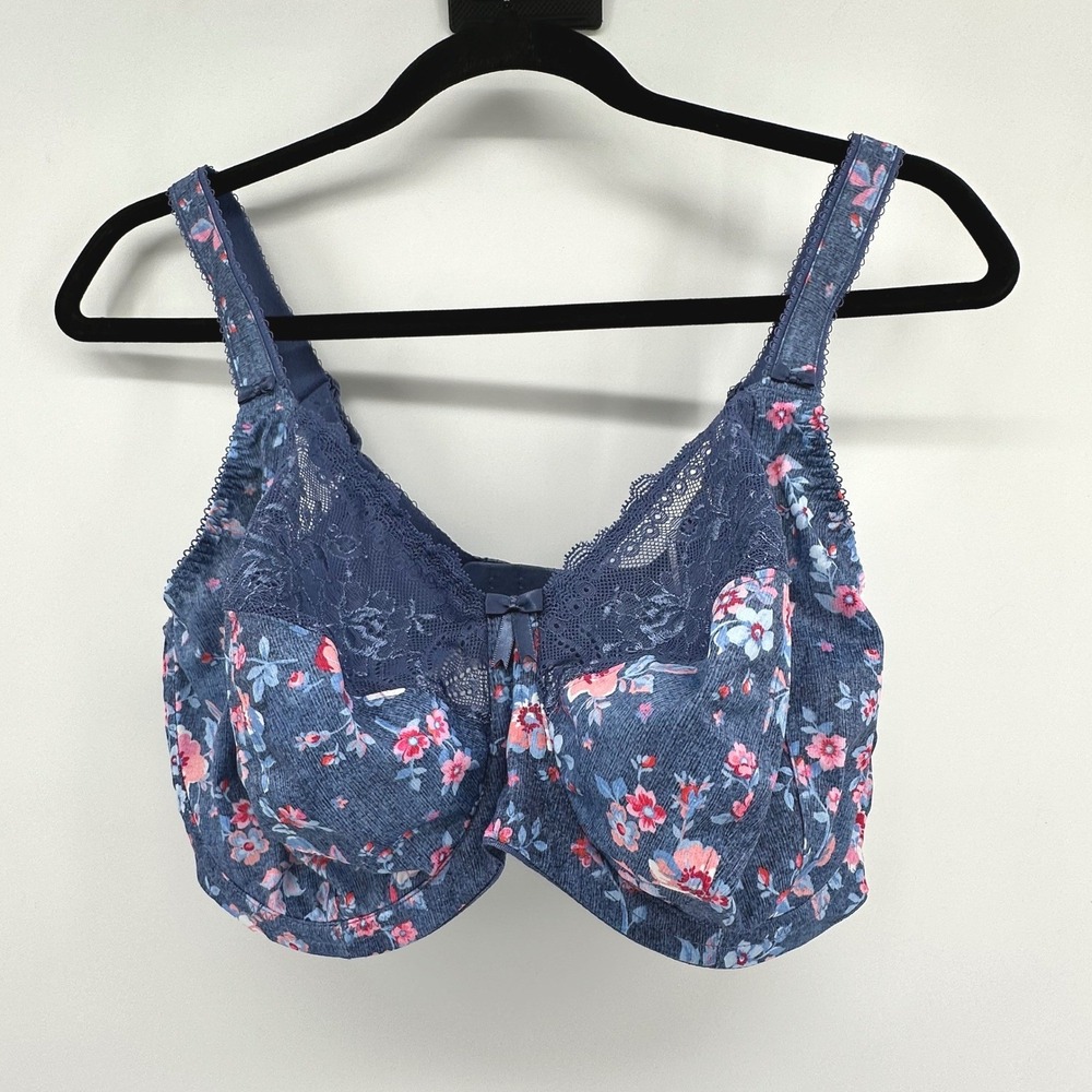 Elomi Morgan Bra Women 34J Blue Floral EL4110DEL NWT Romantic